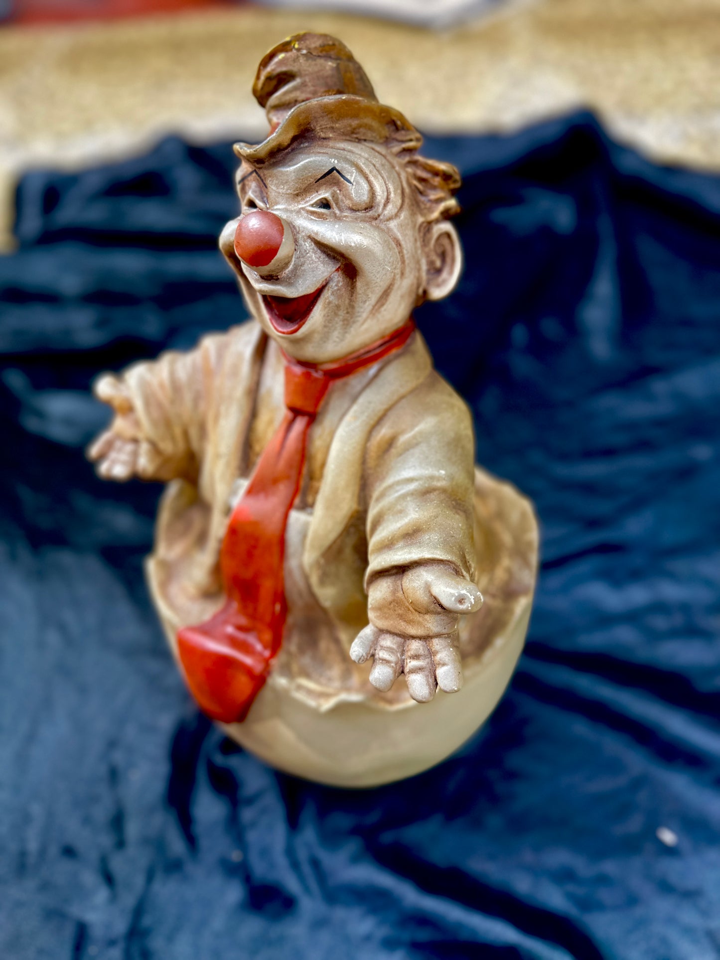 Whimsical Clown Cracked Egg Statue