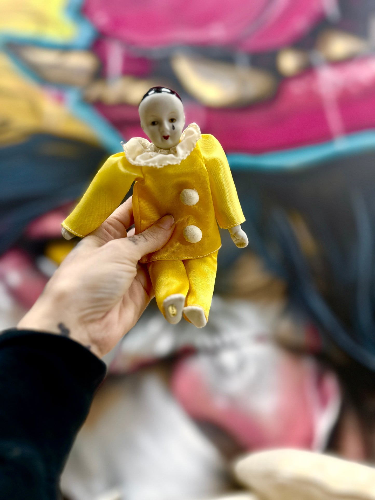 Porcelain mime clown doll