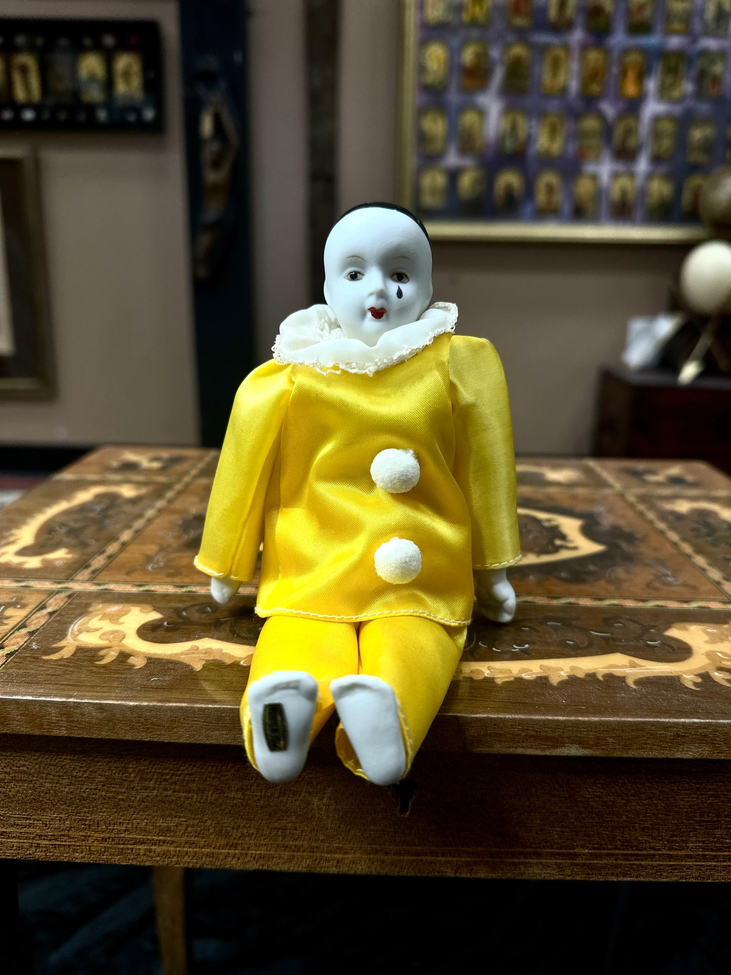 Porcelain mime clown doll