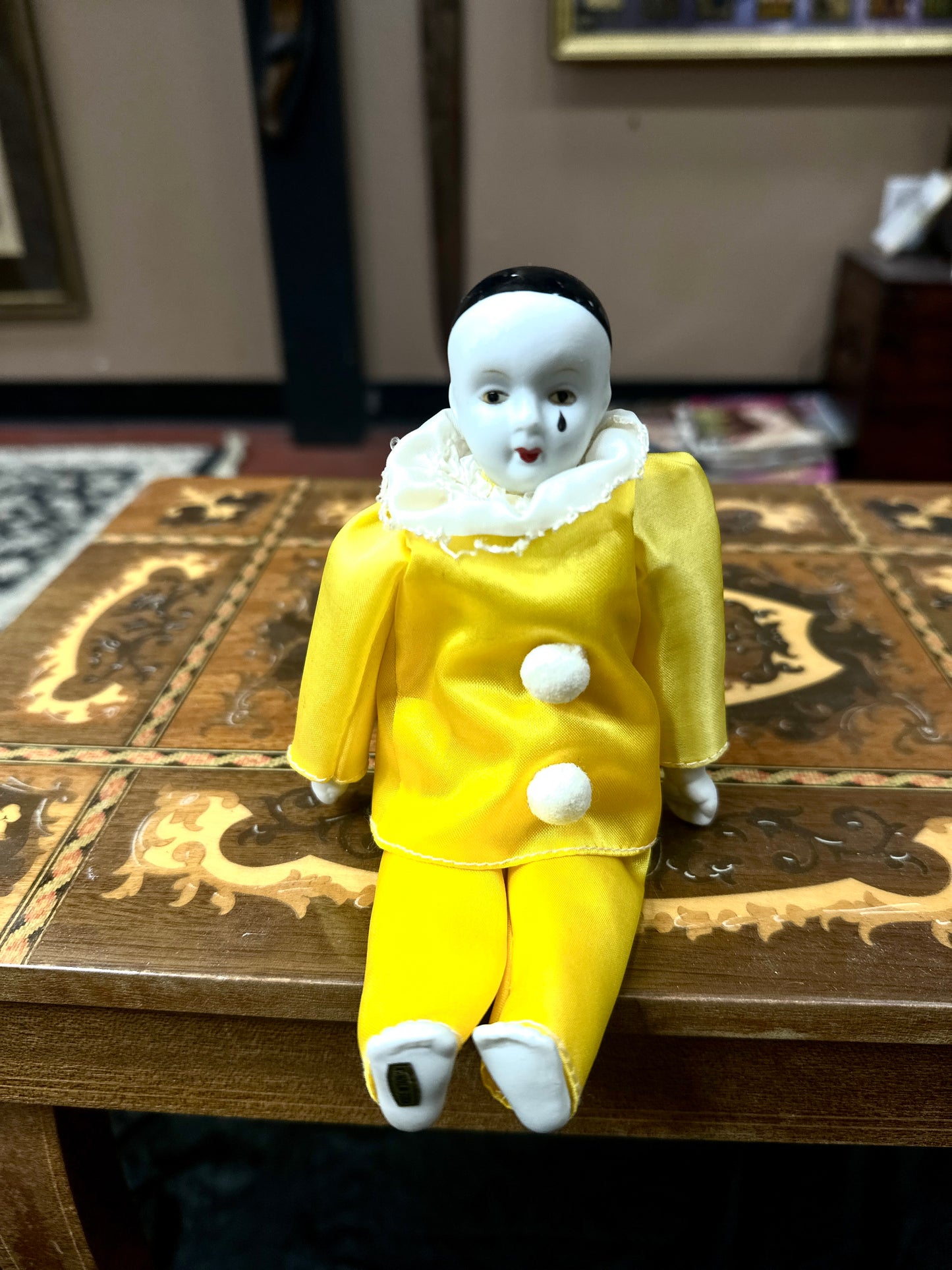 Porcelain mime clown doll