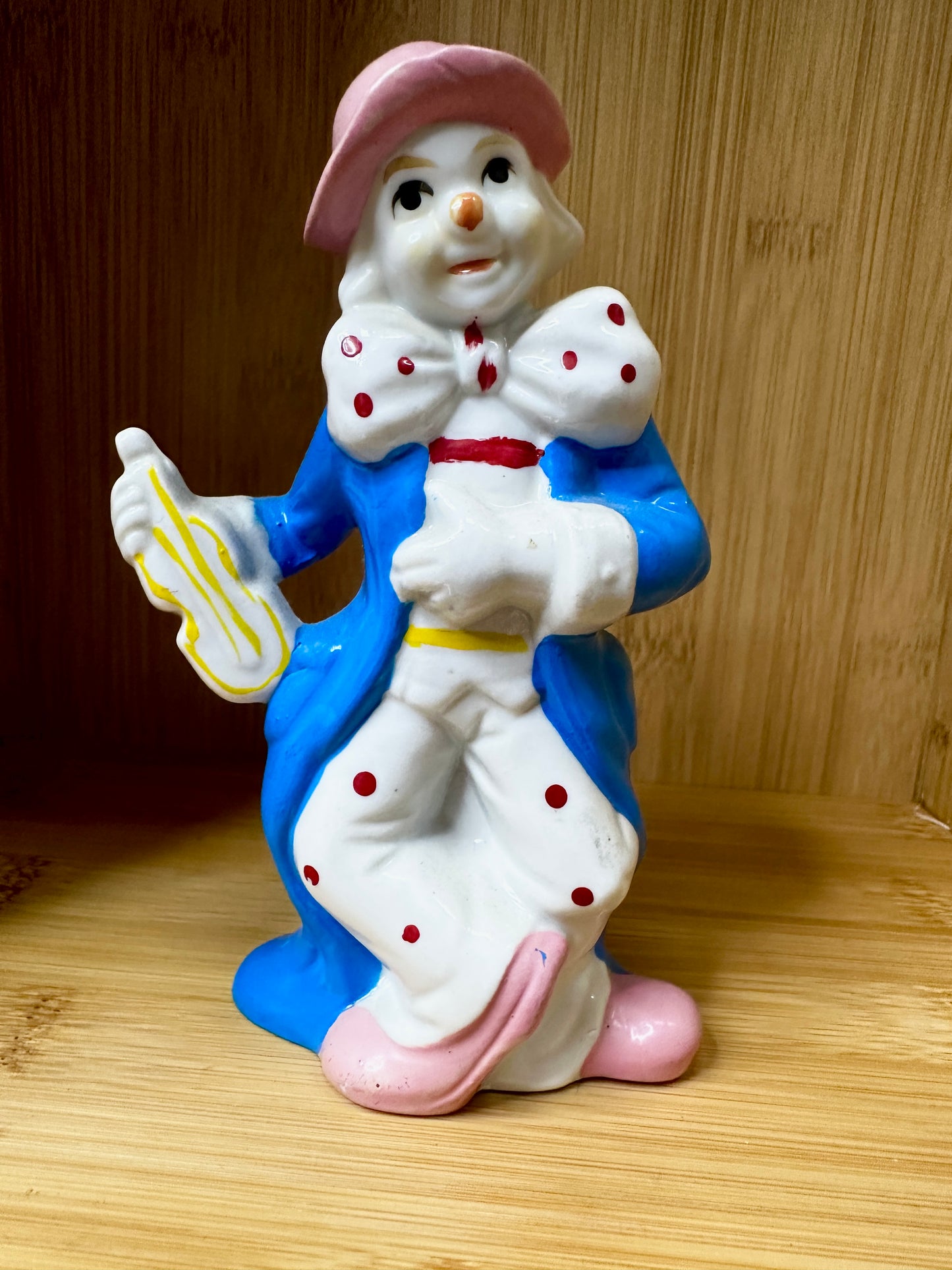 Vintage Porcelain Violin Clown Figurine